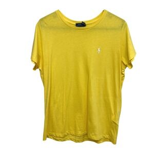 Polo Ralph Lauren‎ Yellow Pony Logo Cotton T Shirt Womens Large Preppy